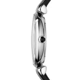 Emporio Armani Gianni T-Bar Black Dial Black Leather Strap Watch for Women - AR1678
