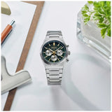 Seiko Sport Conceptual Chronograph Green Dial Silver Steel Strap Watch for Men - SSB461P1