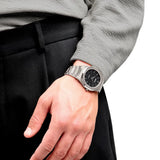 D1 Milano Ultra Thin Matte Black Dial Silver Steel Strap Watch for Men - D1-UTBJ40