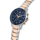 Maserati SFIDA Chronograph Blue Dial Two Tone Steel Strap Watch for Men - R8873640022