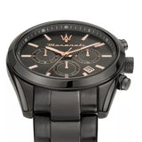Maserati Attrazione Chronograph Black Dial Black Steel Strap Watch for Men - R8853151001
