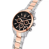 Maserati Attrazione Chronograph Black Dial Two Tone Steel Strap Watch for Men - R8853151002