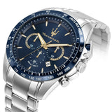 Maserati Traguardo Limited Edition Chronograph Blue Dial Silver Steel Strap Watch for Men - R8873612052