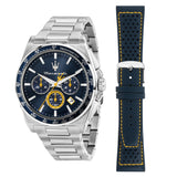 Maserati Velocità Chronograph Blue Dial Silver Steel Strap Watch for Men - R8873652001