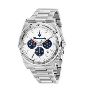 Maserati Velocità Chronograph White Dial Silver Steel Strap Watch for Men - R8873652007