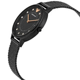 Emporio Armani Kappa Black Dial Black Mesh Strap Watch for Women - AR11252