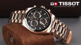 Tissot PRS 516 Chronograph Black Dial Rose Gold Steel Strap Watch for Men - T149.417.33.051.00