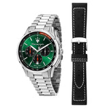 Maserati Sorpasso Chronograph Green Dial Silver Steel Strap Watch for Men - R8873624002