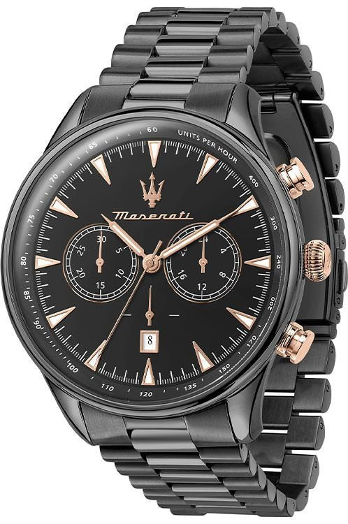 Maserati Tradizione Chronograph Black Dial Black Steel Strap Watch for Men - R8873646001