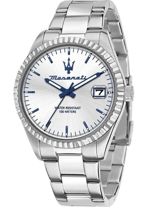 Maserati Competizione Silver Dial Silver Steel Strap Watch for Men - R8853100045