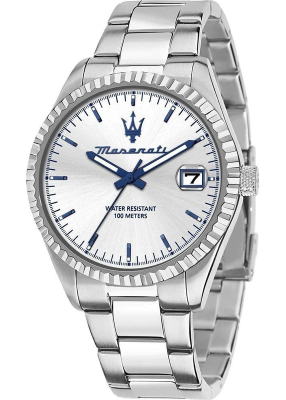Maserati Competizione Silver Dial Silver Steel Strap Watch for Men - R8853100045