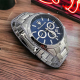 Maserati Attrazione Chronograph Blue Dial Silver Steel Strap Watch for Men - R8853151005