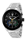 Maserati Traguardo Chronograph Black Dial Silver Steel Strap Watch for Men - R8873612061