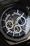 Maserati Stile Skeleton Chronograph Blue Dial Grey Steel Strap Watch for Men - R8873642012