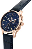 Maserati Sorpasso Chronograph Blue Dial Blue Leather Strap Watch for Men - R8871624009