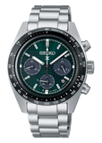 Seiko Prospex Speedtimer Solar Chronograph Green Dial Silver Steel Strap Watch for Men - SSC933