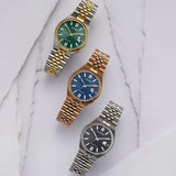 Citizen Tsuyosa 60 Automatic Blue Dial Rose Gold Steel Strap Watch for Men - NK0023-57L
