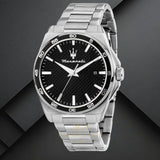 Maserati Velocità Date Black Dial Silver Steel Strap Watch for Men - R8853152002