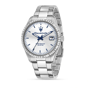 Maserati Competizione Silver Dial Silver Steel Strap Watch for Men - R8853100045
