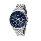 Maserati SFIDA Chronograph Blue Dial Silver Steel Strap Watch for Men - R8873640025