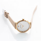 Emporio Armani Modern Silver Dial Pink Leather Strap Watch for Women - AR11160