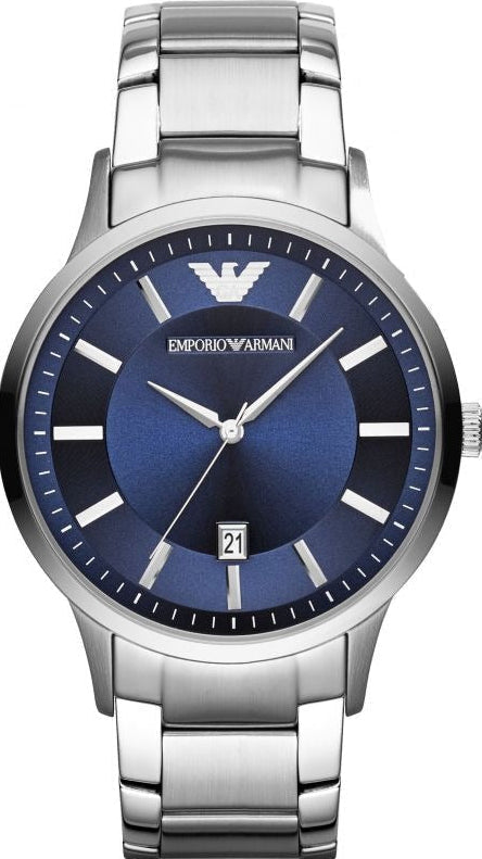 Emporio Armani Renato Blue Dial Silver Steel Strap Watch for Men - AR11180