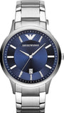 Emporio Armani Renato Blue Dial Silver Steel Strap Watch for Men - AR11180