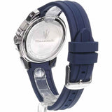 Maserati Successo Chronograph Silver Dial Blue Silicone Strap Watch for Men - R8871621042