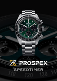 Seiko Prospex Speedtimer Solar Chronograph Green Dial Silver Steel Strap Watch for Men - SSC933