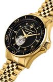 Maserati SFIDA Special Edition Automatic Black Dial Gold Steel Strap Watch for Men - R8823140012