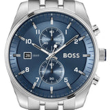 Hugo Boss Skytraveller Chronograph Blue Dial Silver Steel Strap Watch for Men - 1514216