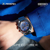 Seiko Prospex Speedtimer Solar Chronograph Blue Dial Silver Steel Strap Watch for Men - SSC815