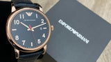 Emporio Armani Luigi Blue Dial Blue Leather Strap Watch for Men - AR11135