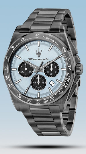 Maserati Velocità Chronograph Blue Dial Black Steel Strap Watch for Men - R8873652004