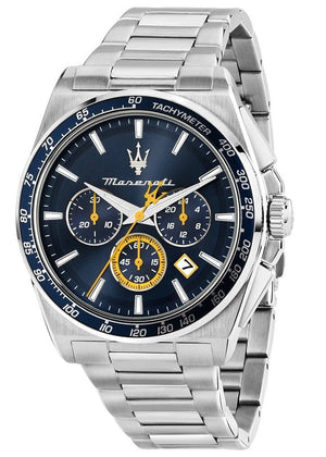 Maserati Velocità Chronograph Blue Dial Silver Steel Strap Watch for Men - R8873652001