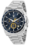 Maserati Velocità Chronograph Blue Dial Silver Steel Strap Watch for Men - R8873652001