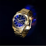 Maserati Velocità Chronograph Blue Dial Gold Steel Strap Watch for Men - R8873652002