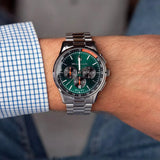 Maserati Sorpasso Chronograph Green Dial Silver Steel Strap Watch for Men - R8873624002
