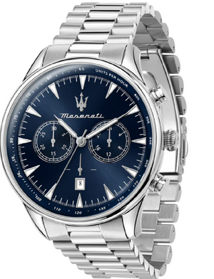 Maserati Tradizione Chronograph Blue Dial Silver Steel Strap Watch for Men - R8873646005