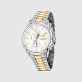 Maserati Sorpasso Chronograph White Dial Two Tone Steel Strap Watch for Men - R8873624003