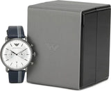 Emporio Armani Aviator Silver Dial Two Tone Leather Strap Watch for Men - AR11202