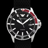Emporio Armani Diver Black Dial Black Silicon Strap Watch for Men - AR11341