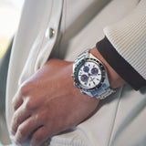 Seiko Prospex Speedtimer Solar Chronograph White Dial Silver Steel Strap Watch for Men - SSC813