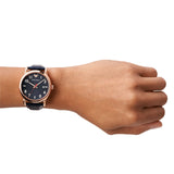 Emporio Armani Luigi Blue Dial Blue Leather Strap Watch for Men - AR11135