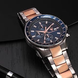 Maserati SFIDA Chronograph Blue Dial Two Tone Steel Strap Watch for Men - R8873640022