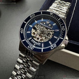 Maserati SFIDA Skeleton Automatic Blue Dial Silver Steel Strap Watch for Men - R8823140011