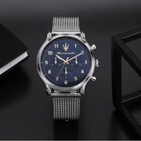 Maserati Epoca Limited Edition Chronograph Blue Dial Silver Mesh Strap Watch for Men - R8873618022