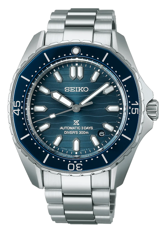 Seiko Prospex Polygonal Divers Automatic Blue Dial Silver Steel Strap Watch for Men - SPB483J1