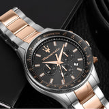 Maserati SFIDA Chronograph Grey Dial Two Tone Steel Strap Watch for Men - R8873640021