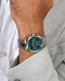 Maserati Competizione Chronograph Green Dial Silver Steel Strap Watch for Men - R8853100044